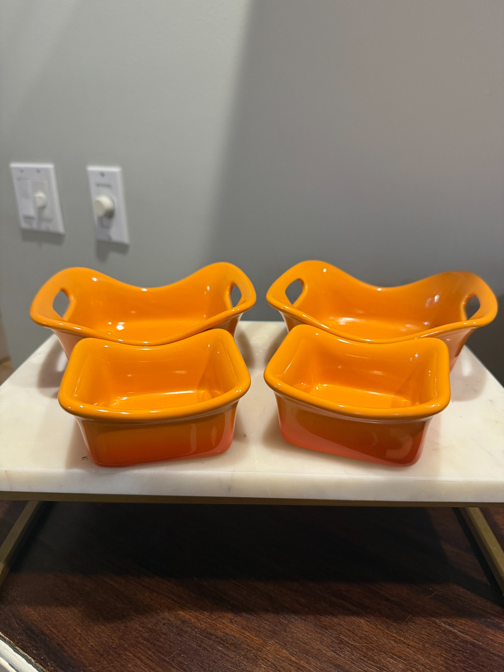 Rachel Ray Orange Ombre Stoneware Serving Bowl Set  4 Piece - Used